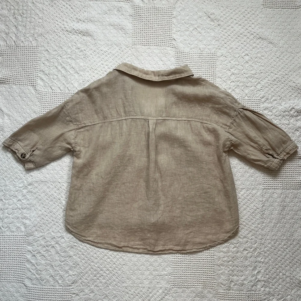 Zara Light Brown Linen Shirt - Picture 3 of 5